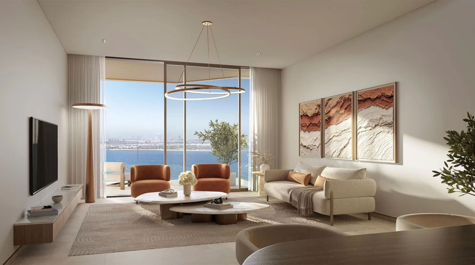 Bashayer Buildings 5 and 6 one-bedroom apartment living room