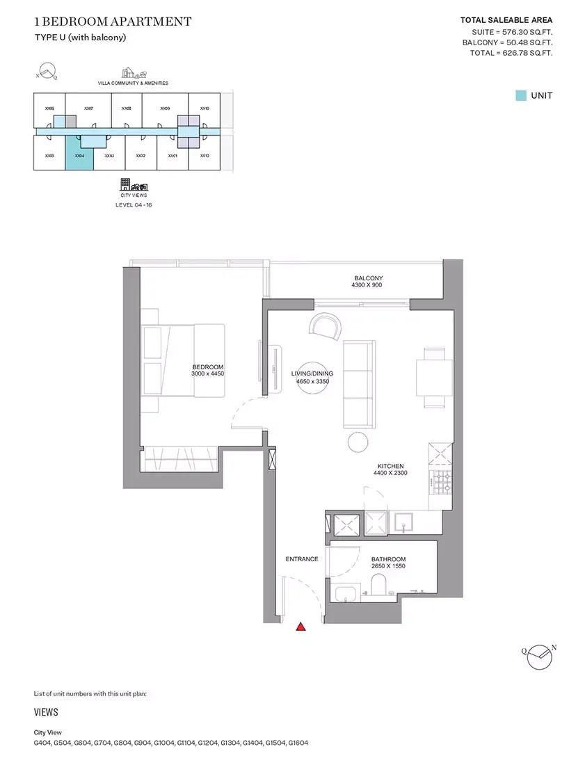 Floor plan for Type U