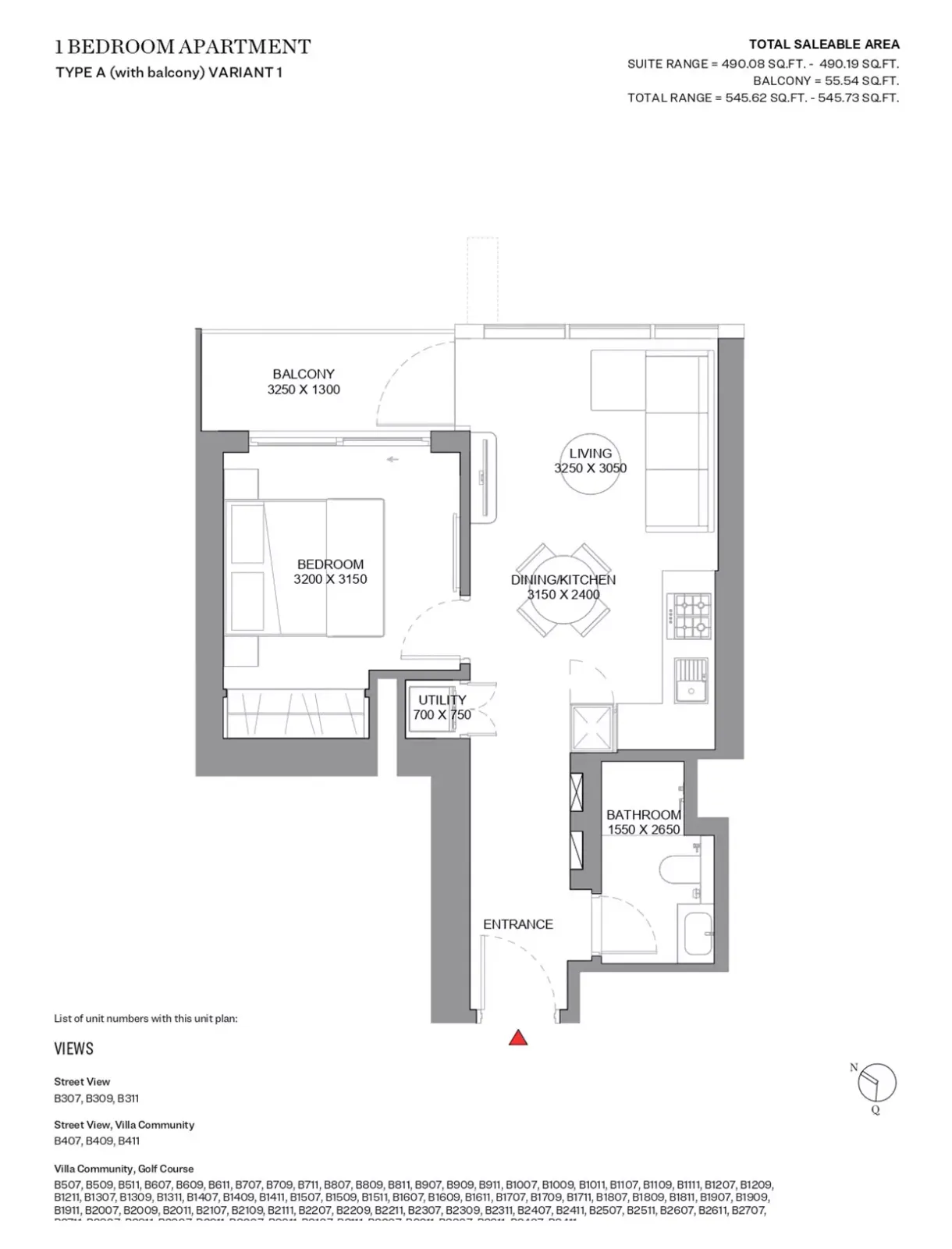 Floor plan for Type A- Variant 1