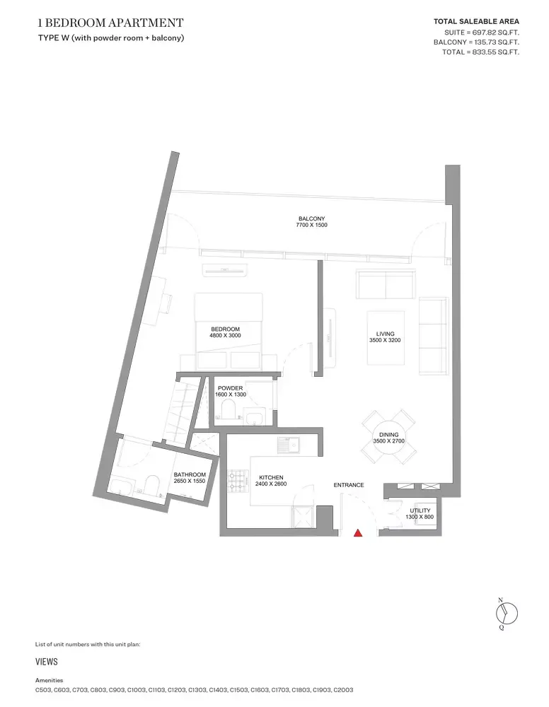Floor plan for Type W