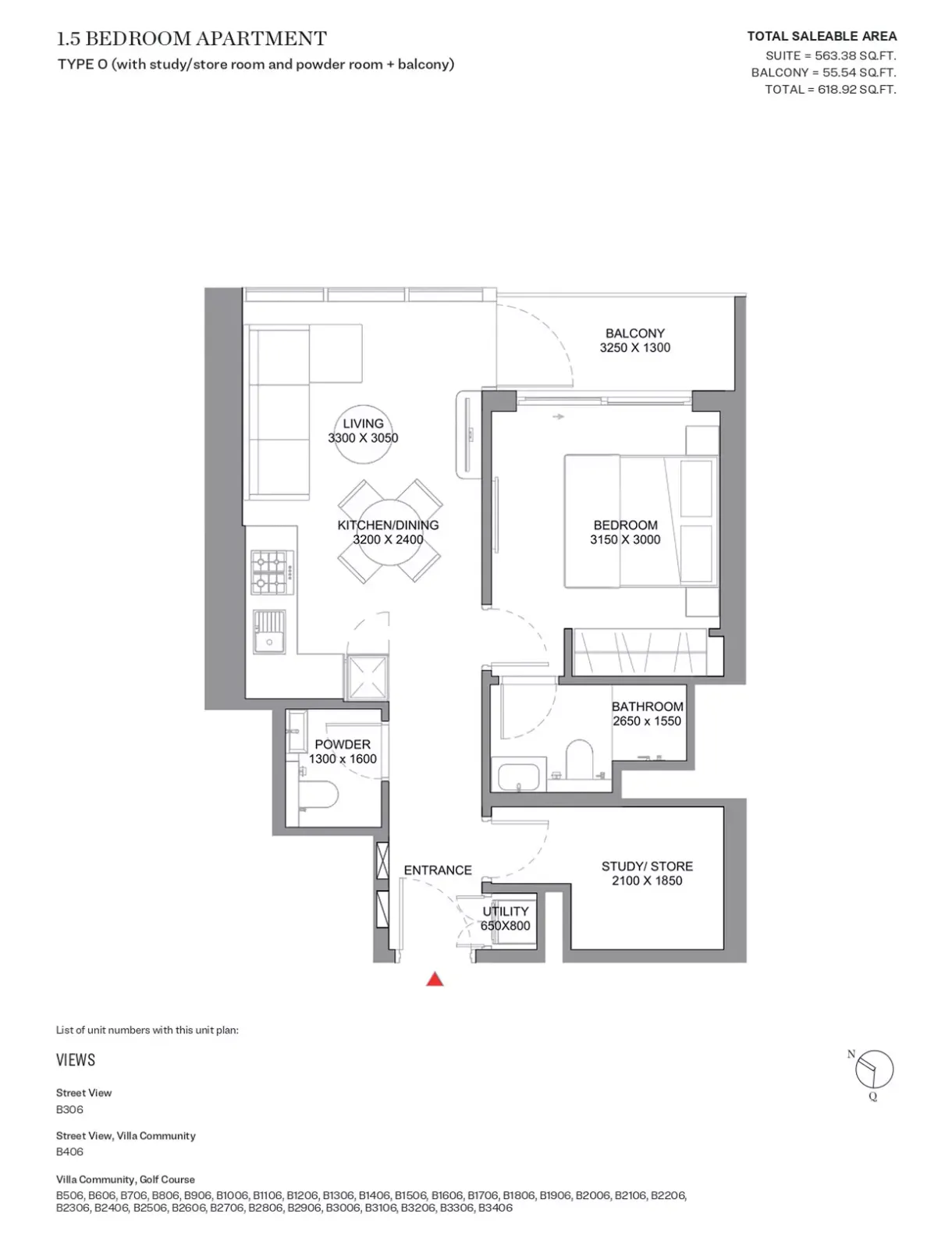 Floor plan for Type O