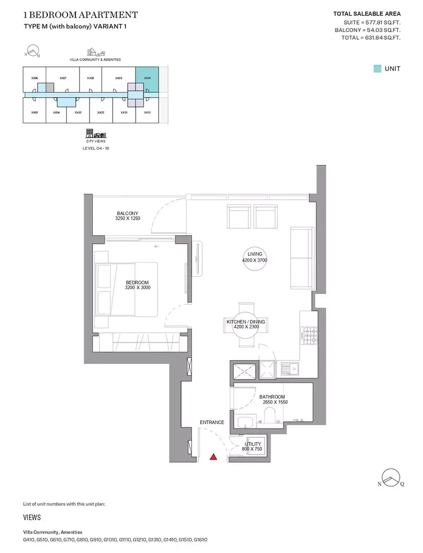 Floor plan for Type M- Variant 1