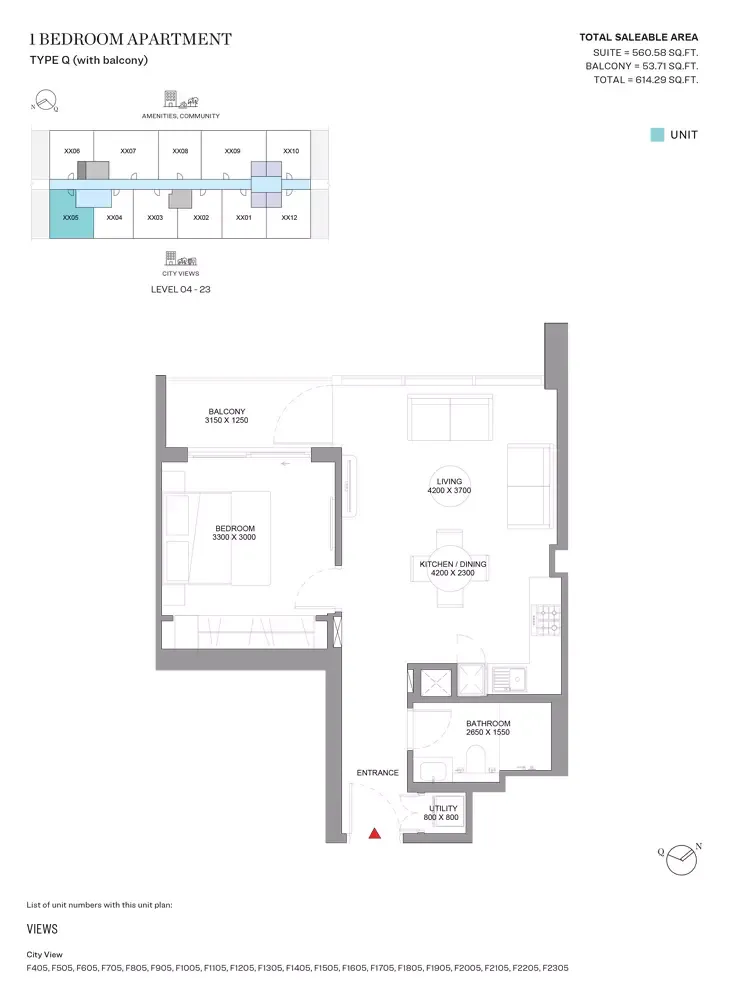 Floor plan for Type Q