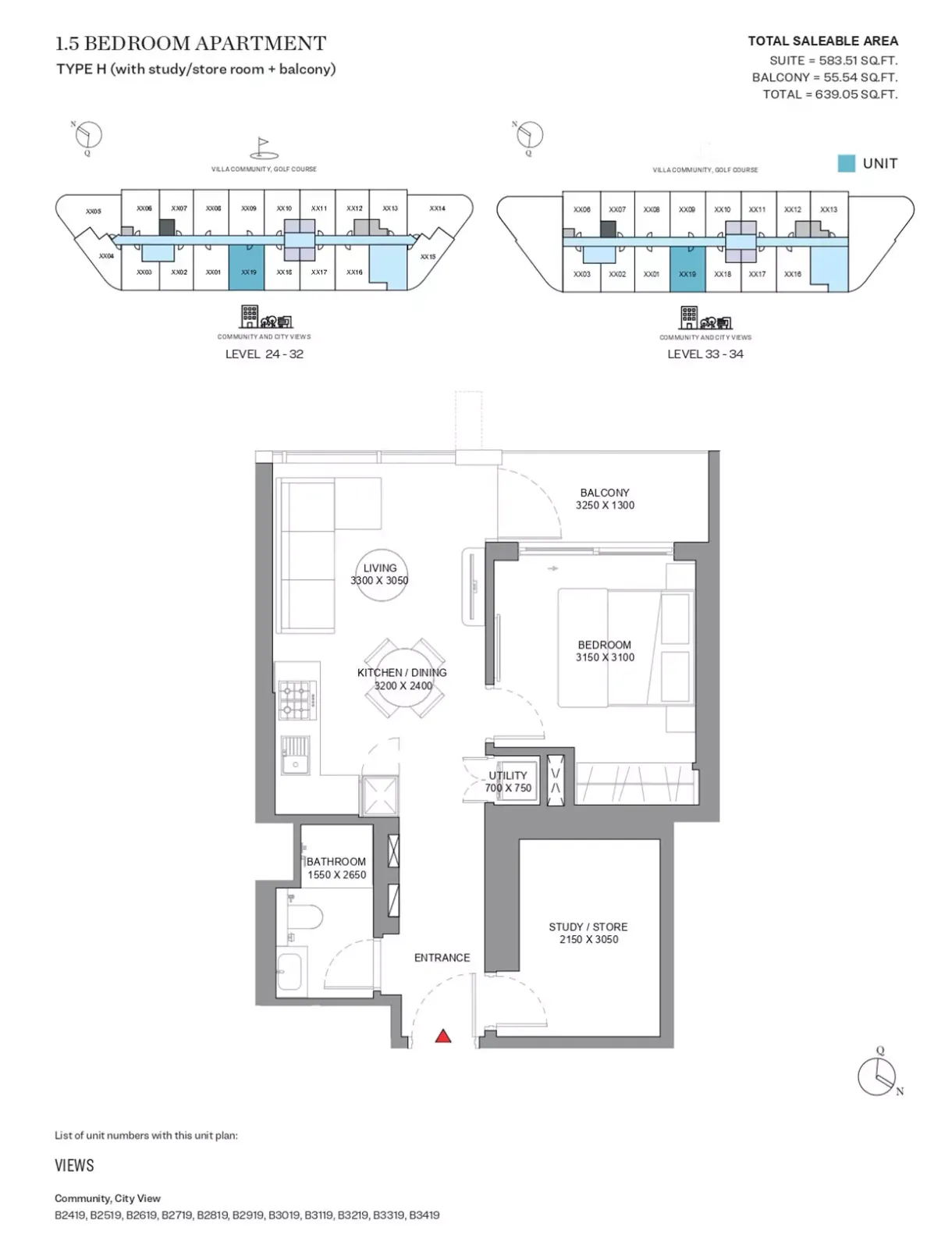 Floor plan for Type H