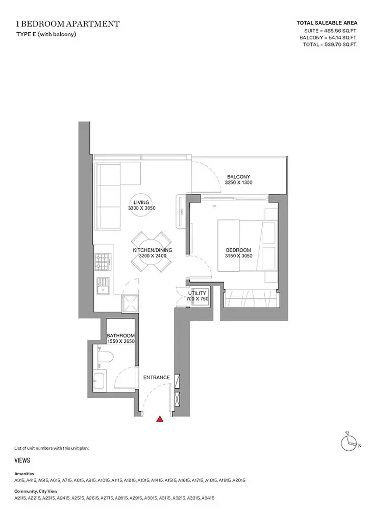 Floor plan for Type E