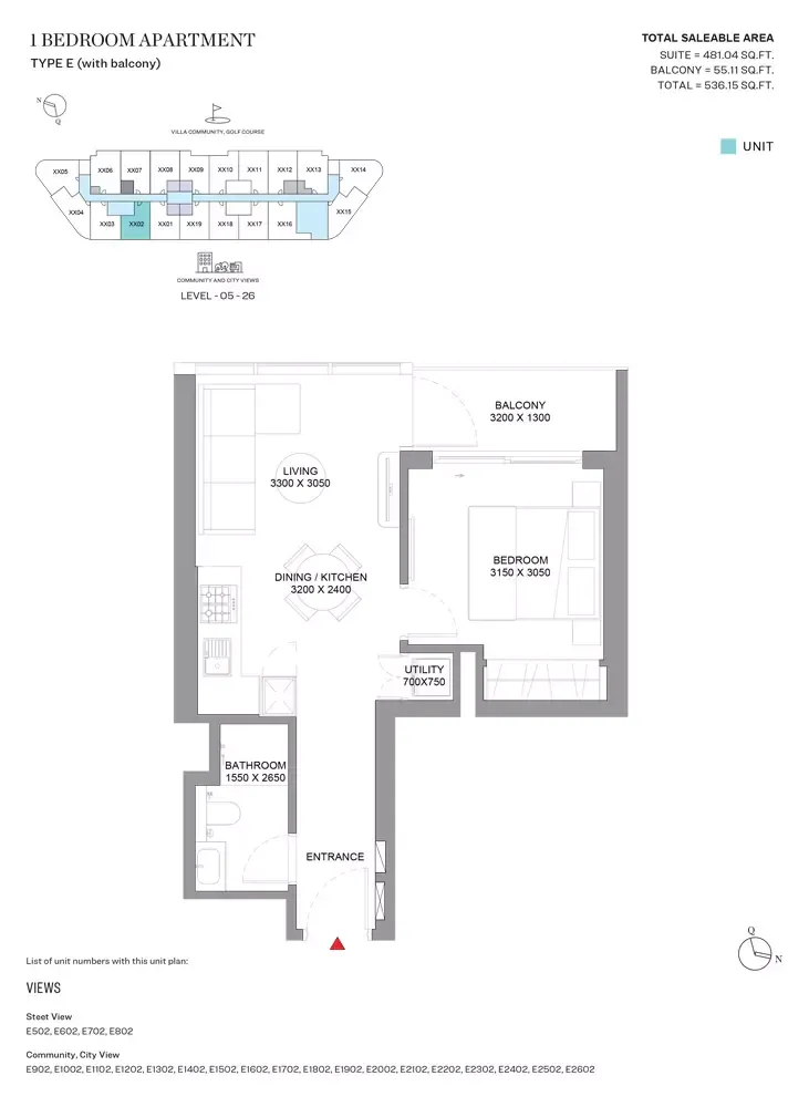 Floor plan for Type E