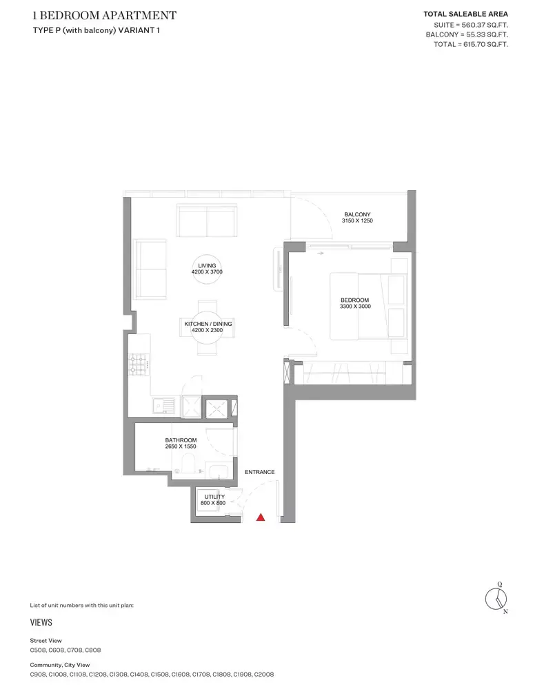 Floor plan for Type P- Variant 1