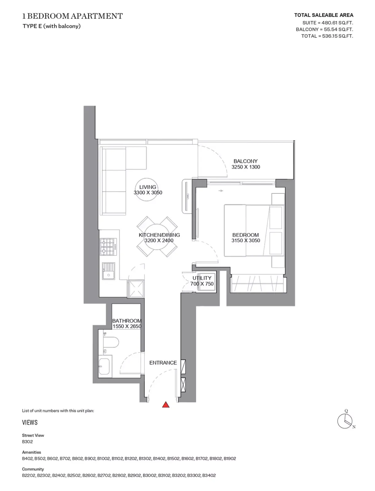 Floor plan for Type E