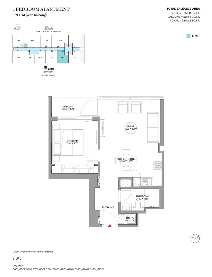 Floor plan for Type M