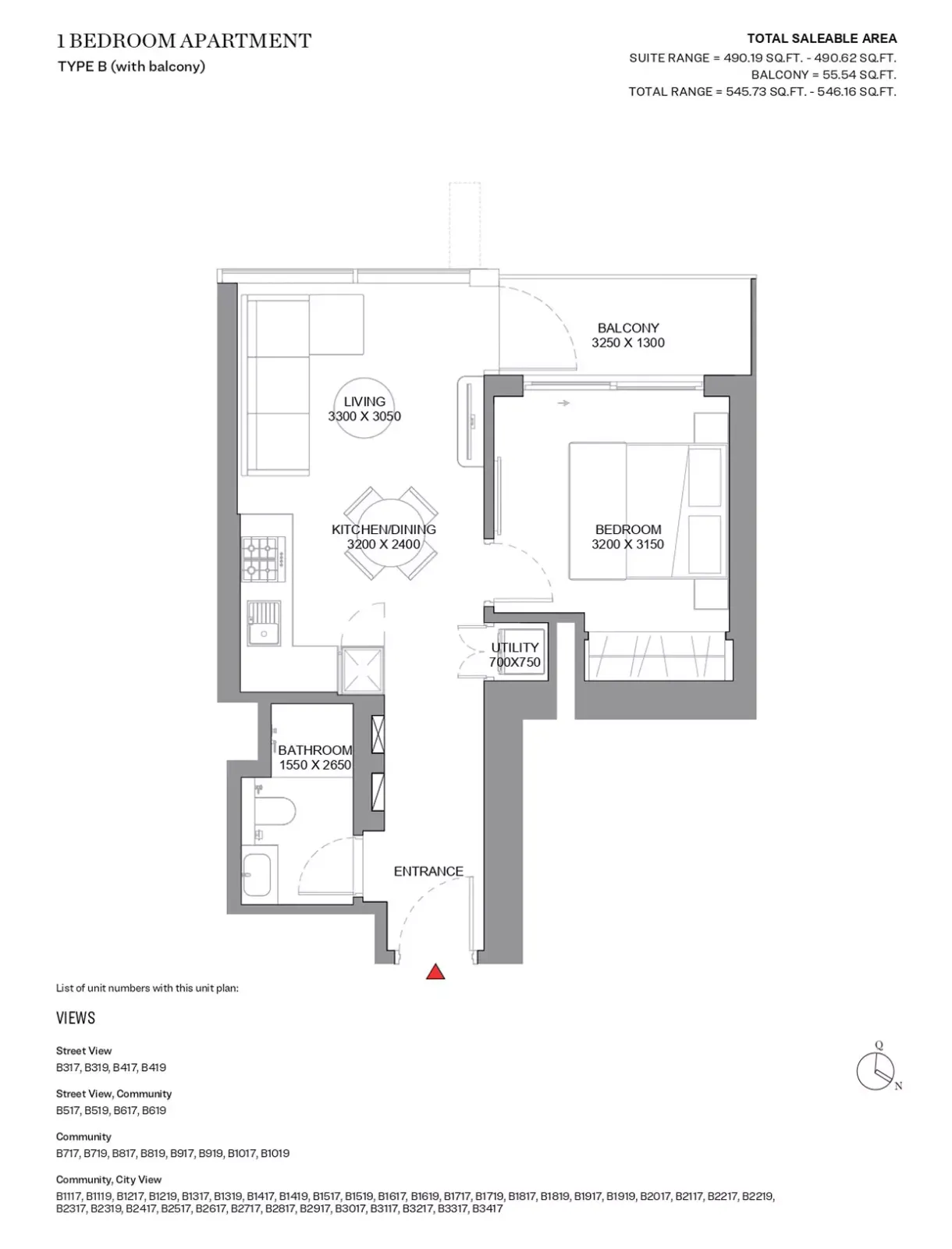 Floor plan for Type B