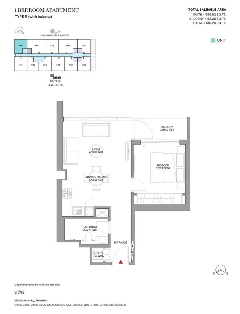 Floor plan for Type R