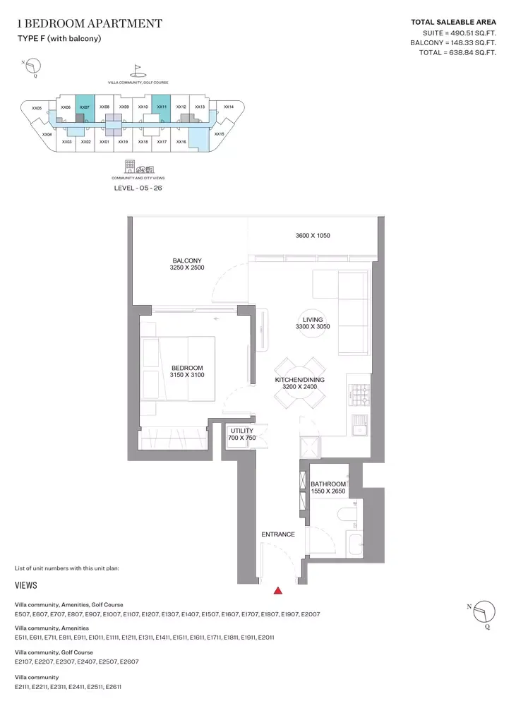 Floor plan for Type F