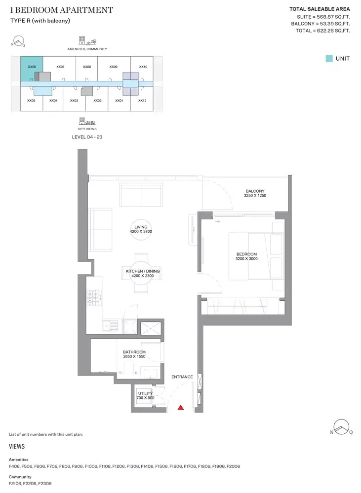 Floor plan for Type R