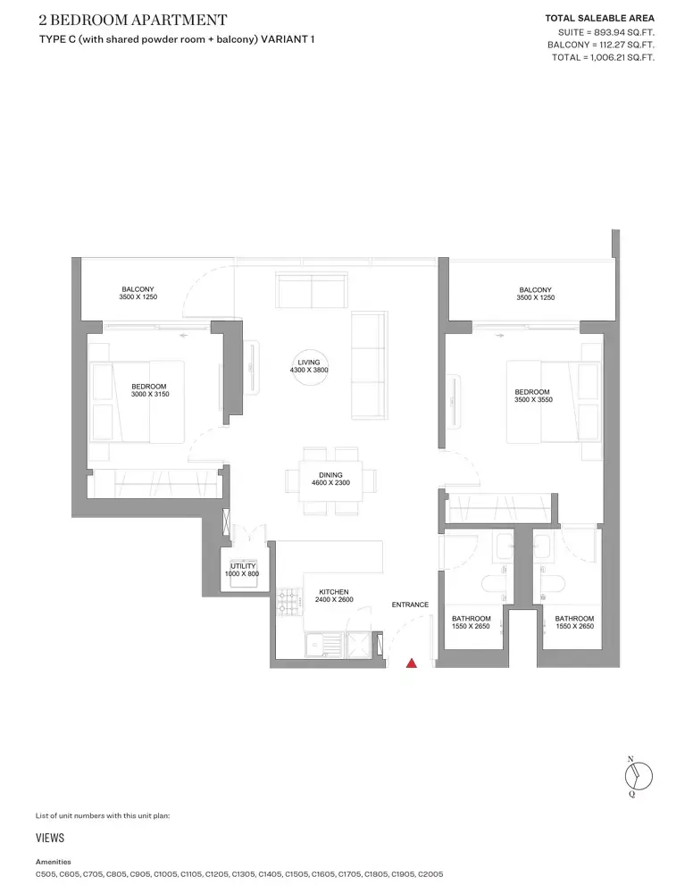 Floor plan for Type C- Variant 1