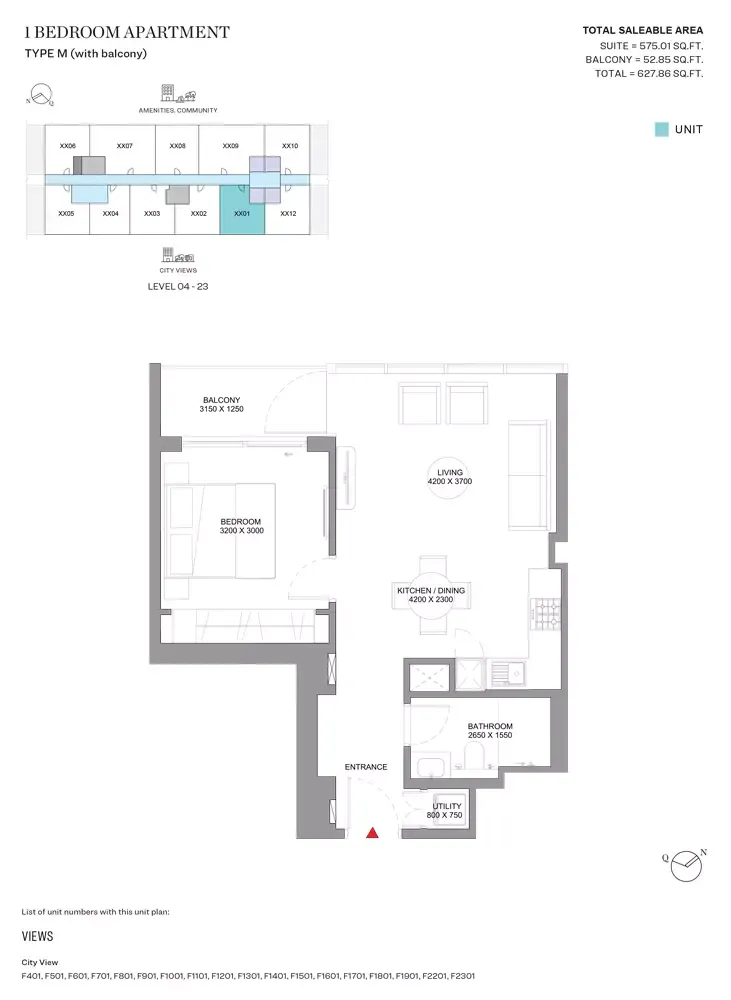 Floor plan for Type M