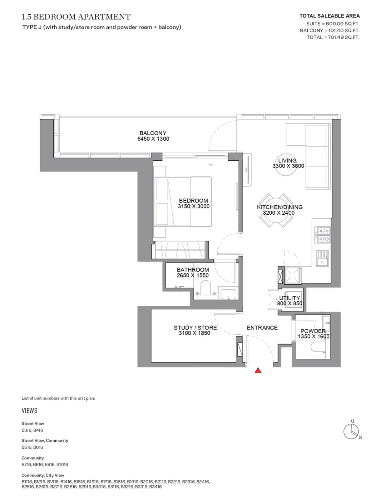 Floor plan for Type J