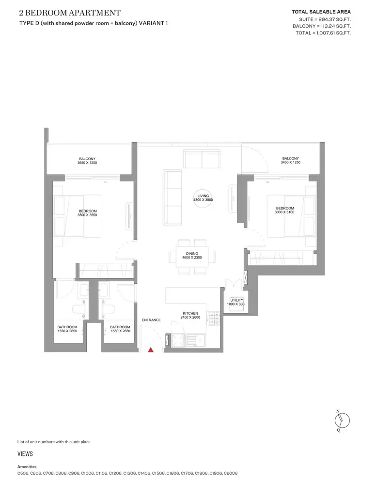Floor plan for Type D- Variant 1