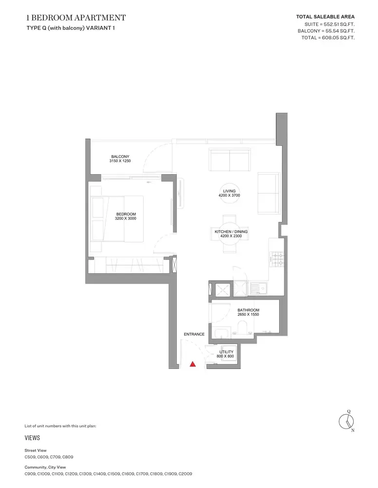 Floor plan for Type Q- Variant 1
