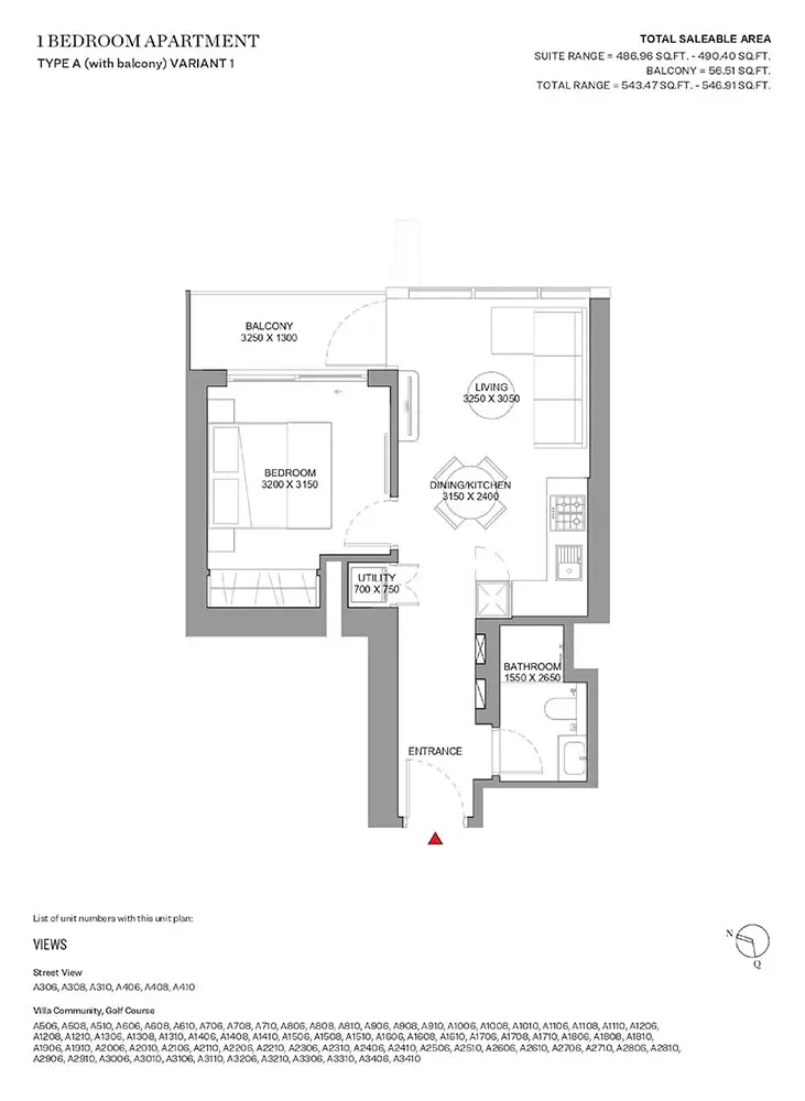 Floor plan for Type A- Variant 1