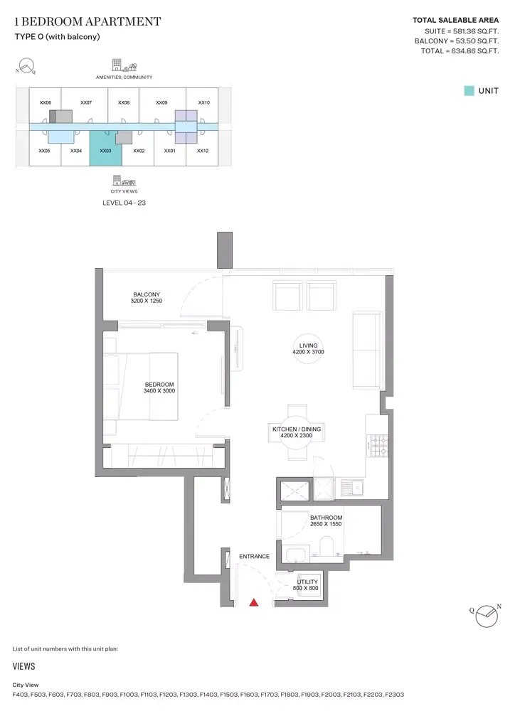Floor plan for Type O
