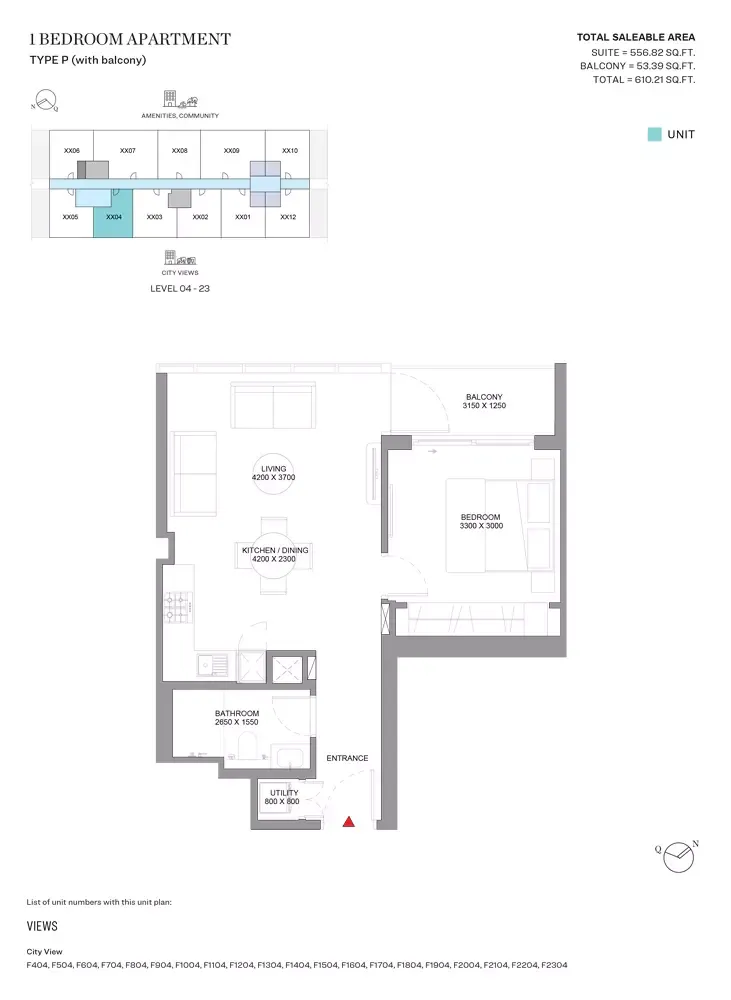 Floor plan for Type P