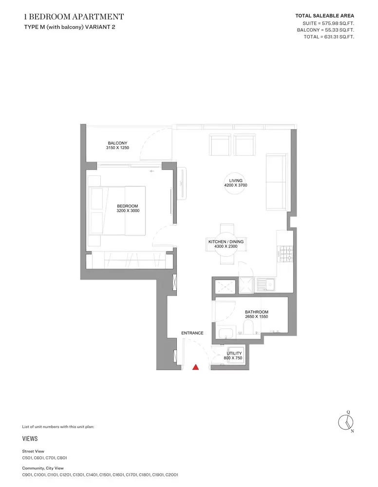 Floor plan for Type M- Variant 2