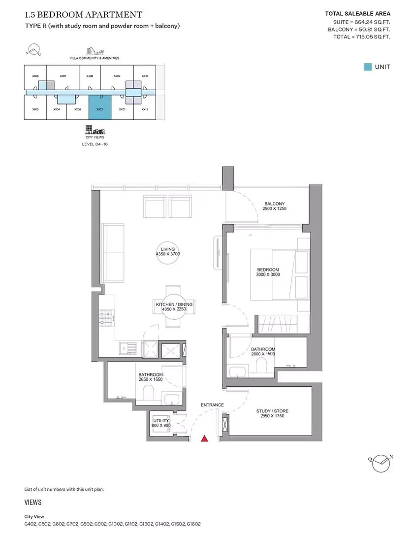 Floor plan for Type R