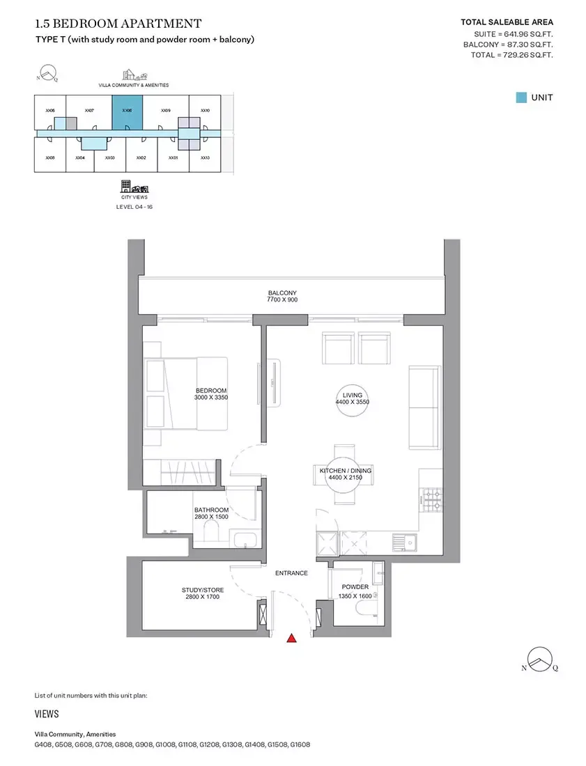 Floor plan for Type T