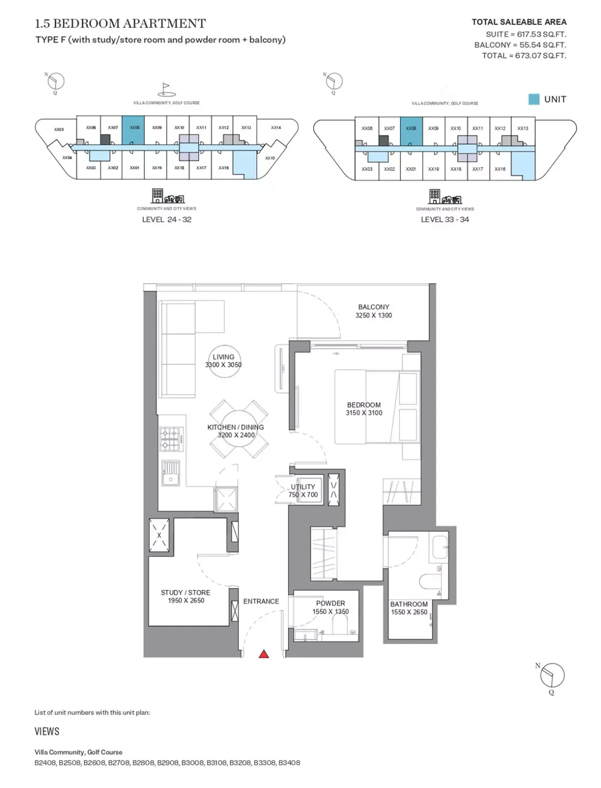 Floor plan for Type F