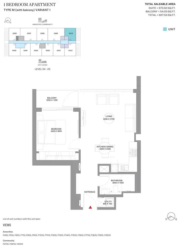 Floor plan for Type M- Variant 1