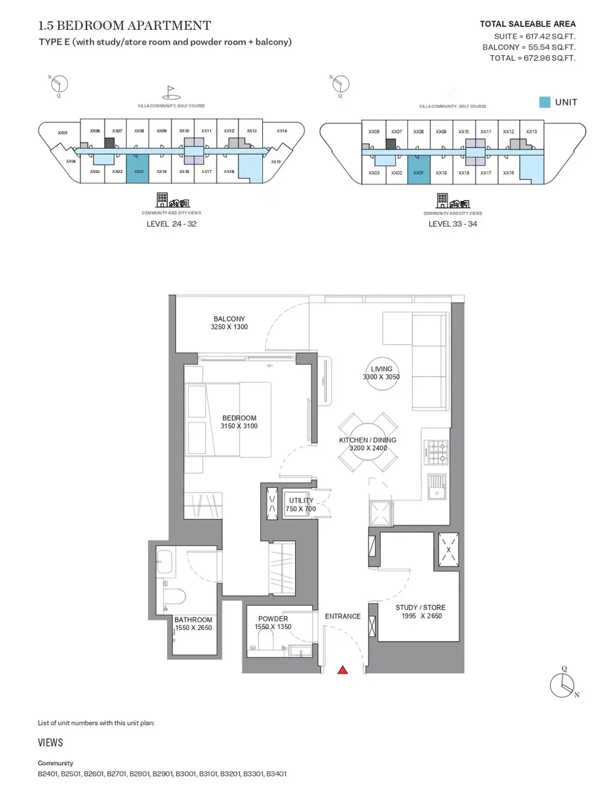 Floor plan for Type E