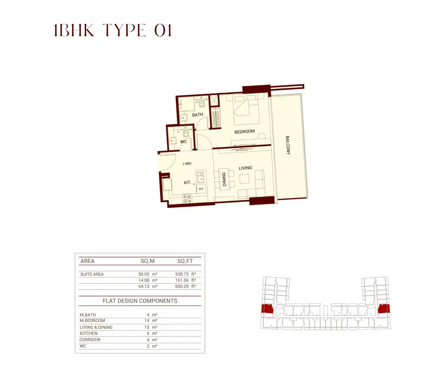 Floor plan for Type 01A