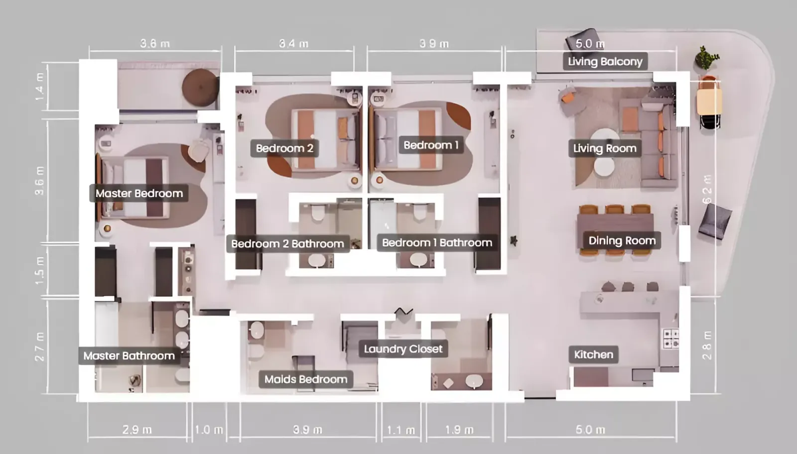 Floor plan for Type A Mirrored