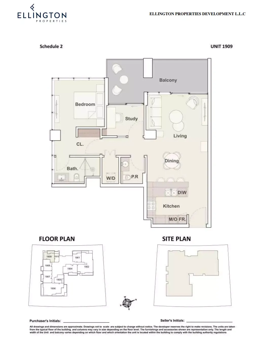 Floor plan for Unit 1909