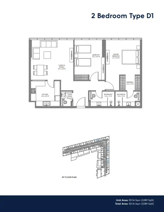 Floor plan for Type D1