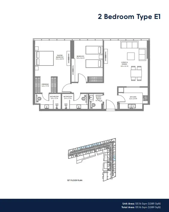 Floor plan for Type E1