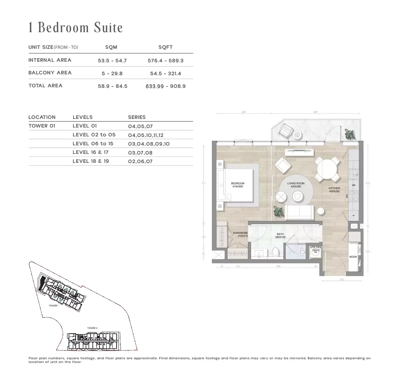 Floor plan for Type 1 BR Suite