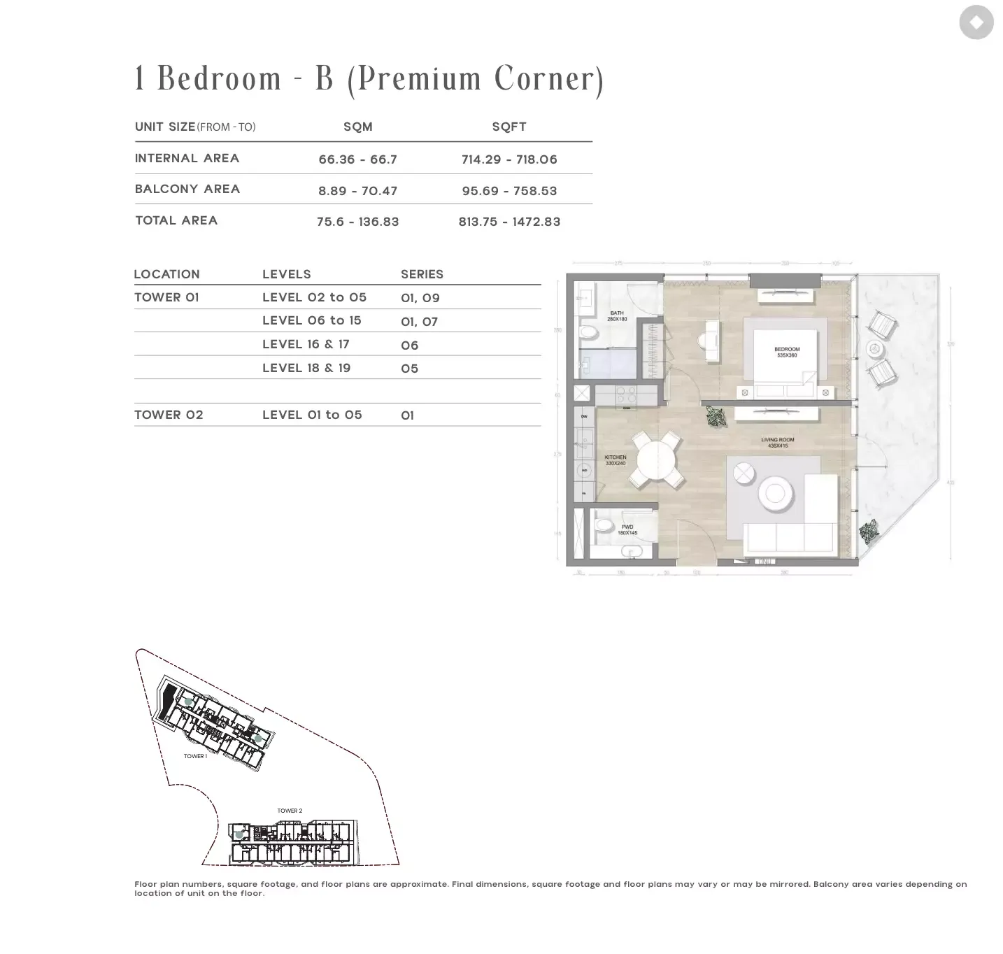 Floor plan for Type B (Premium Corner)
