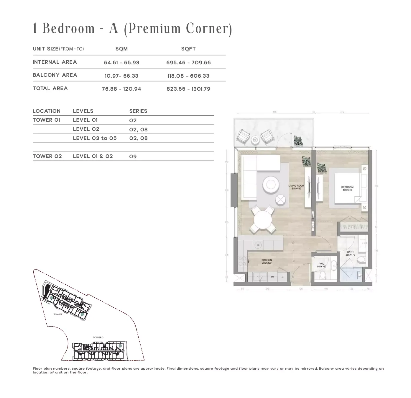Floor plan for Type A (Premium Corner)