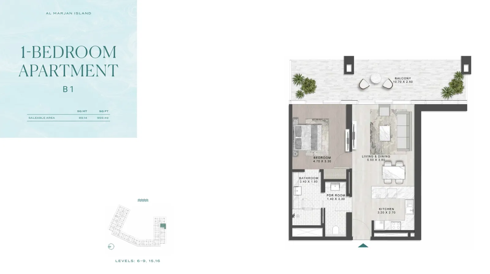 Floor plan for Type B1