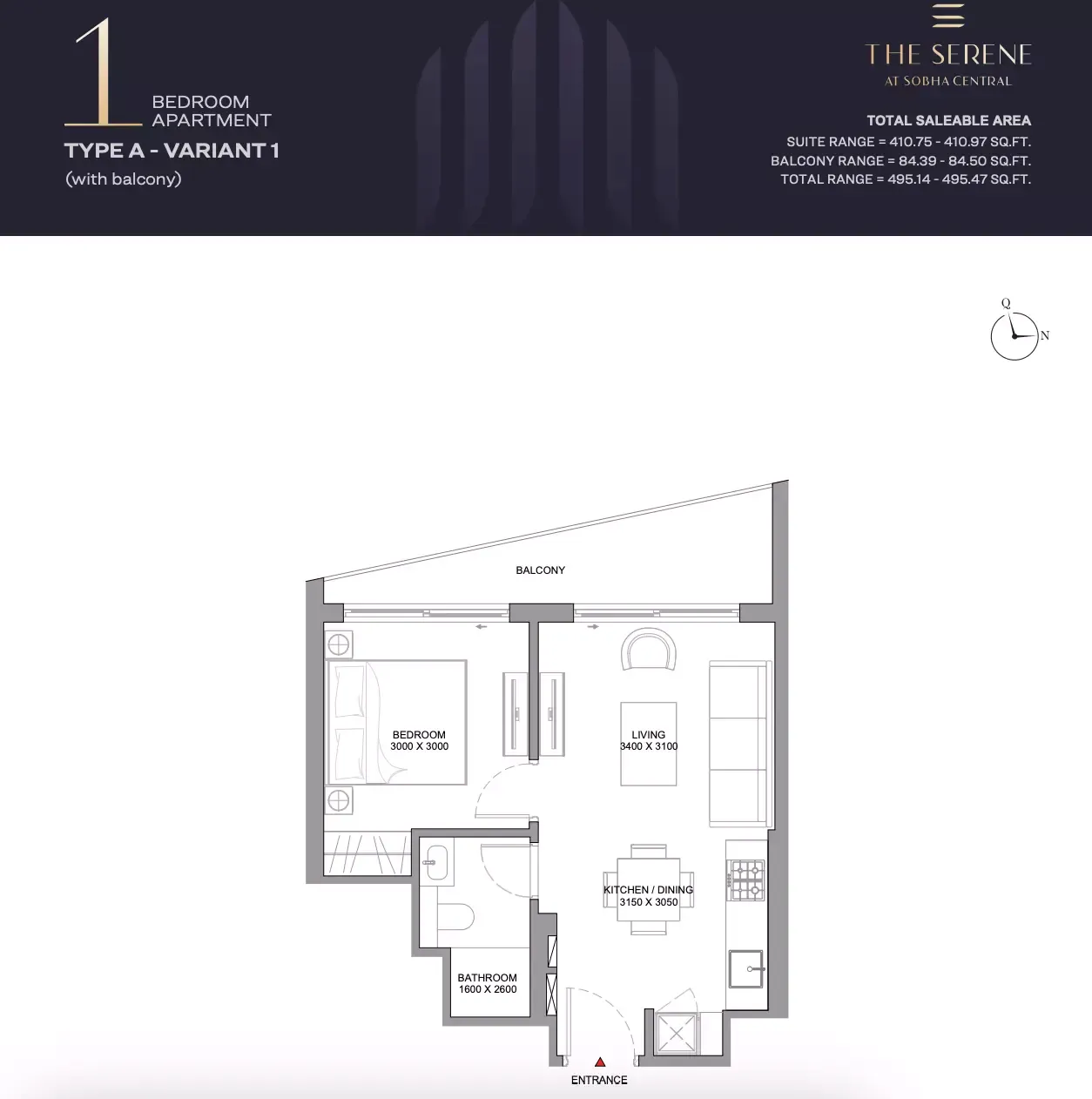 Floor plan for Type A Variant 1