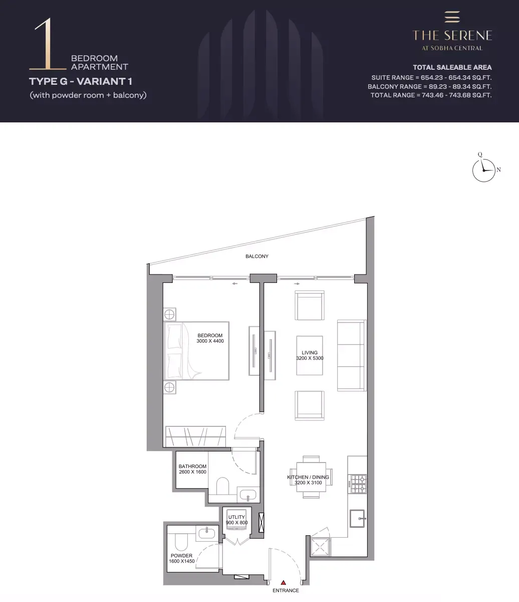 Floor plan for Type G Variant 1