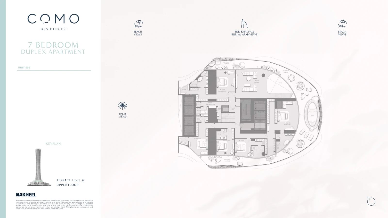 Como Residences Palm Jumeirah 7 Bedroom Duplex Upper Floor unit 501