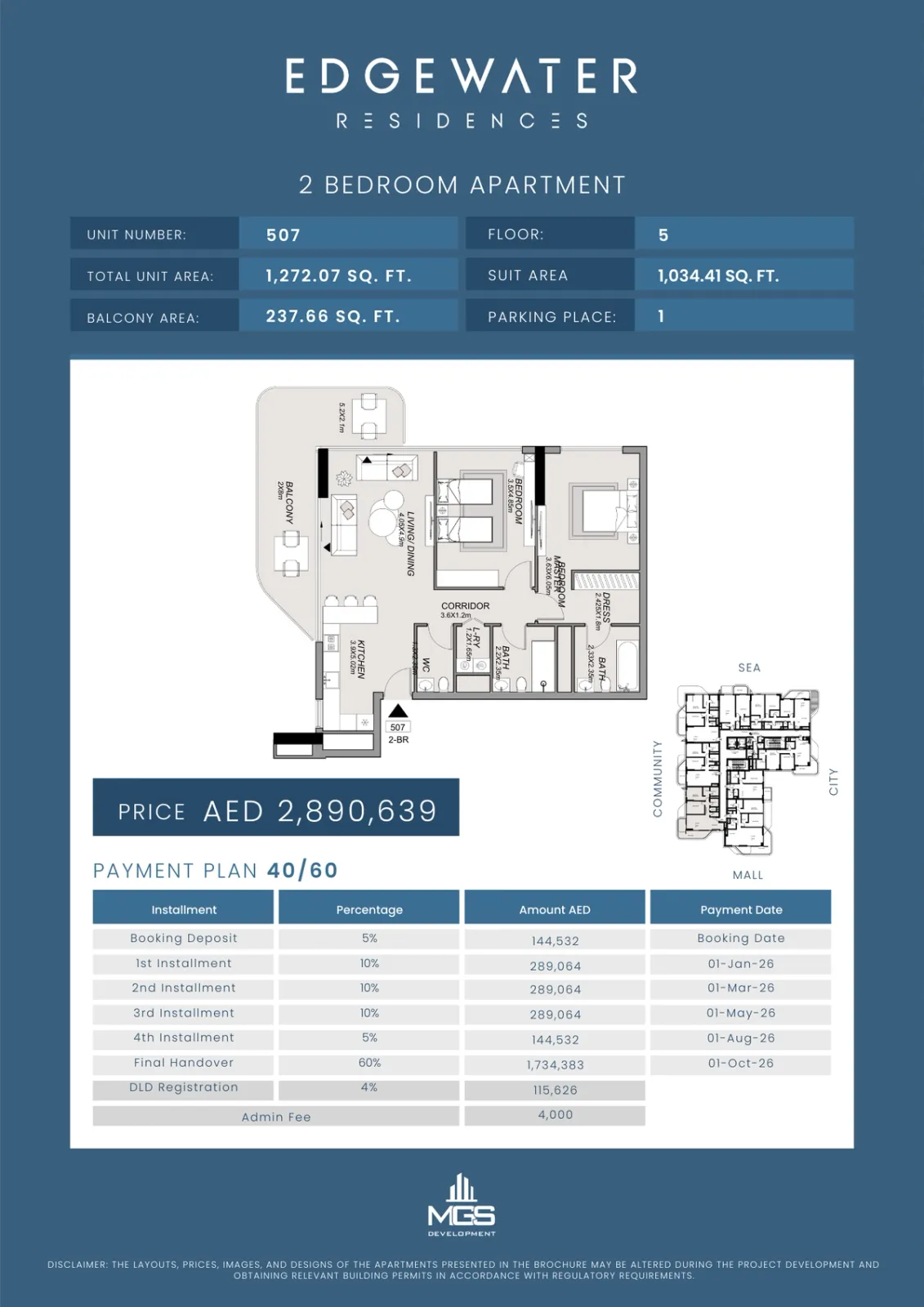 Floor plan for Unit 507