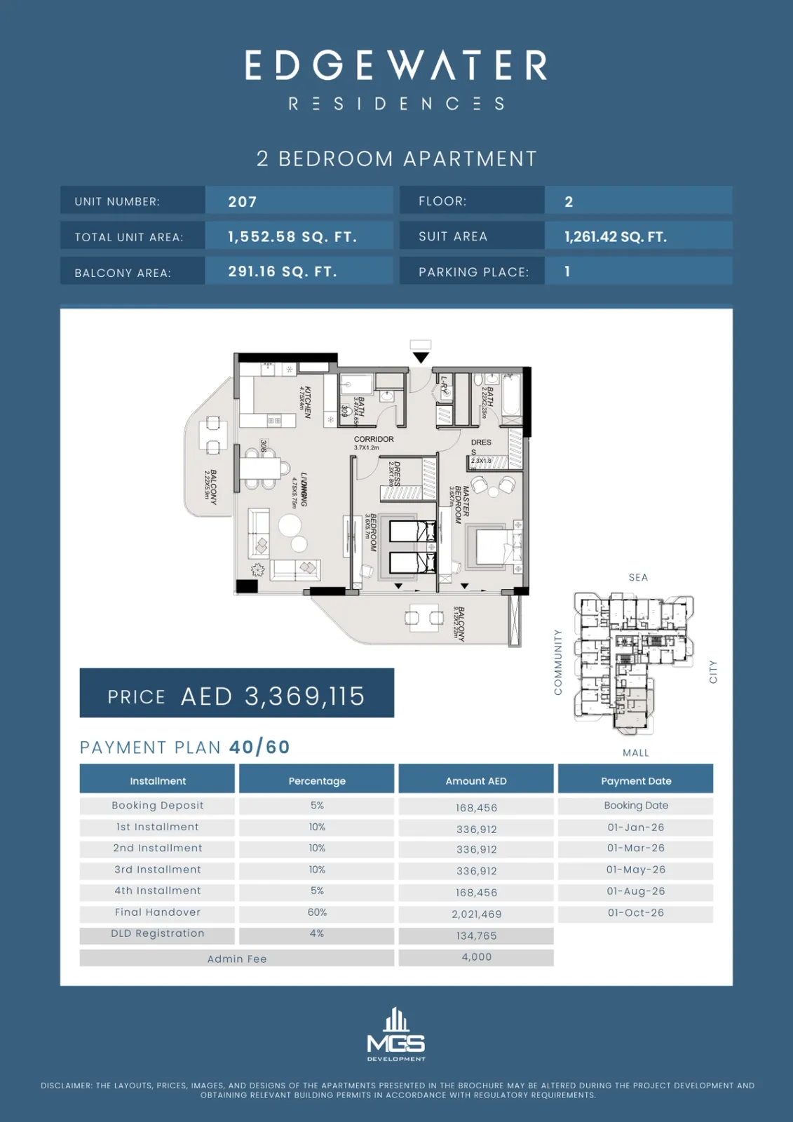 Floor plan for Unit 207