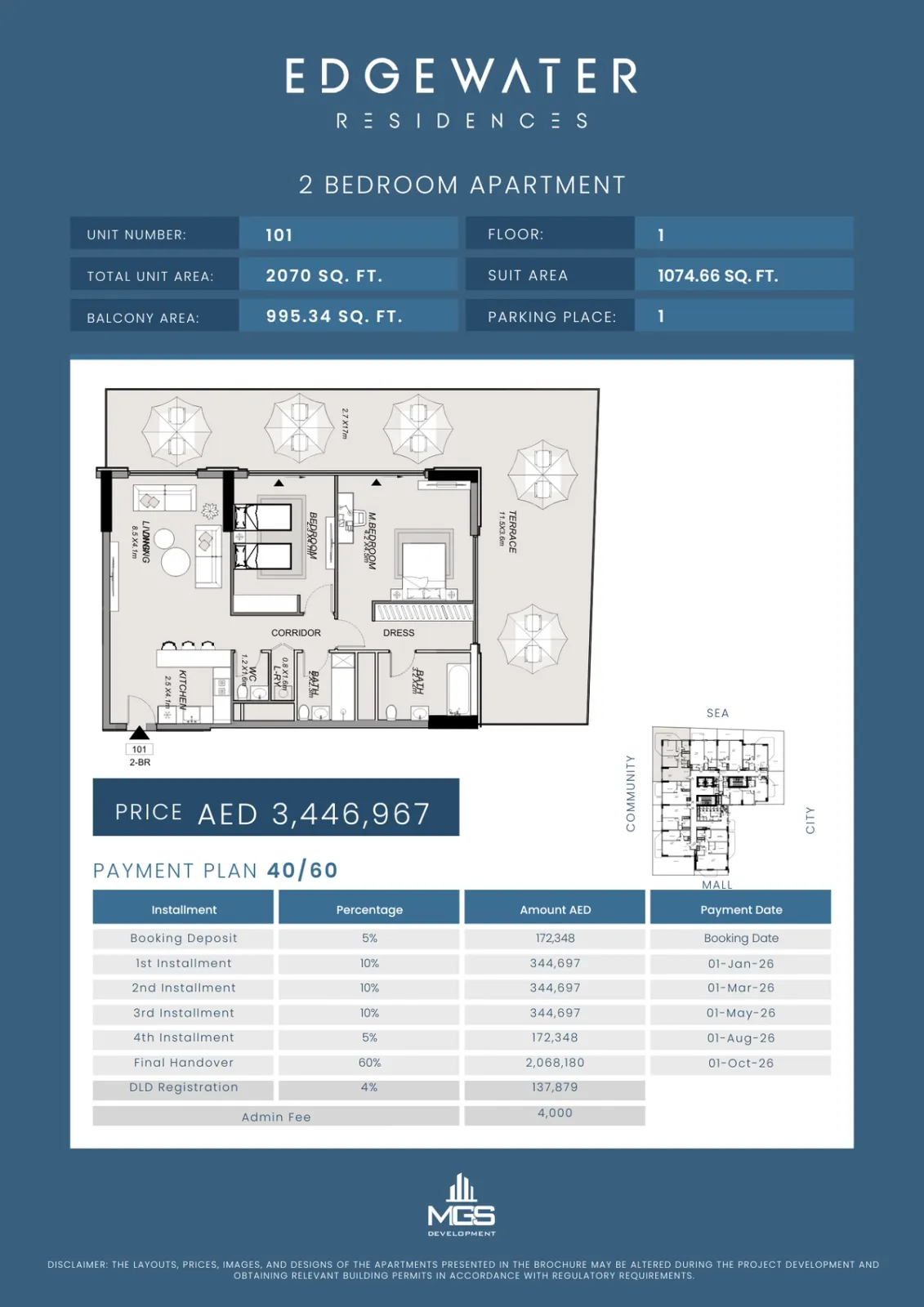 Floor plan for Unit 101