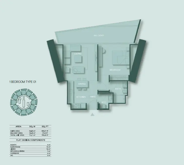 Floor plan for Type 01