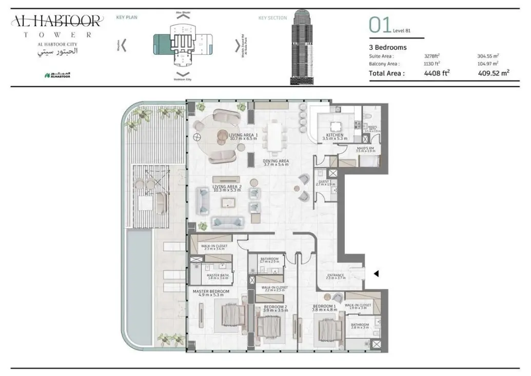 Floor plan for Type 01E