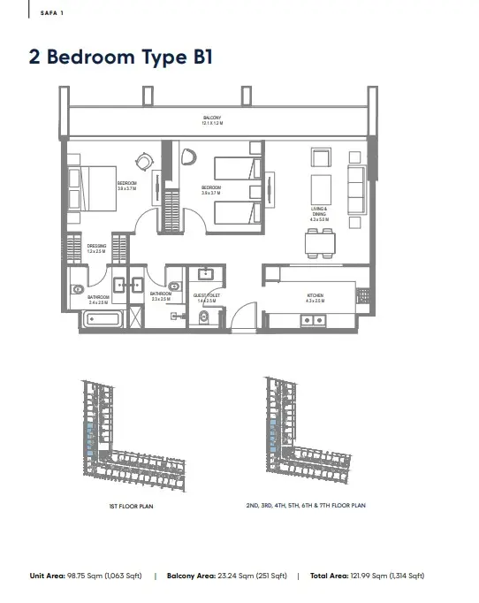 Floor plan for Type B1