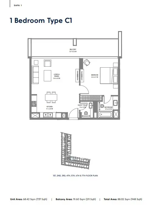 Floor plan for Type C1